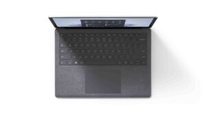 Top down view of Platinum Microsoft Surface 5.